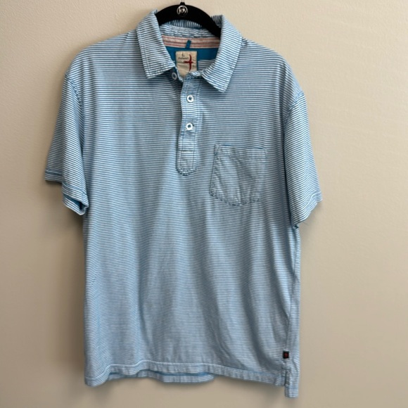 Relwen Men’s Jersey Stripe Polo. Size Large. Marine/White - Picture 1 of 4